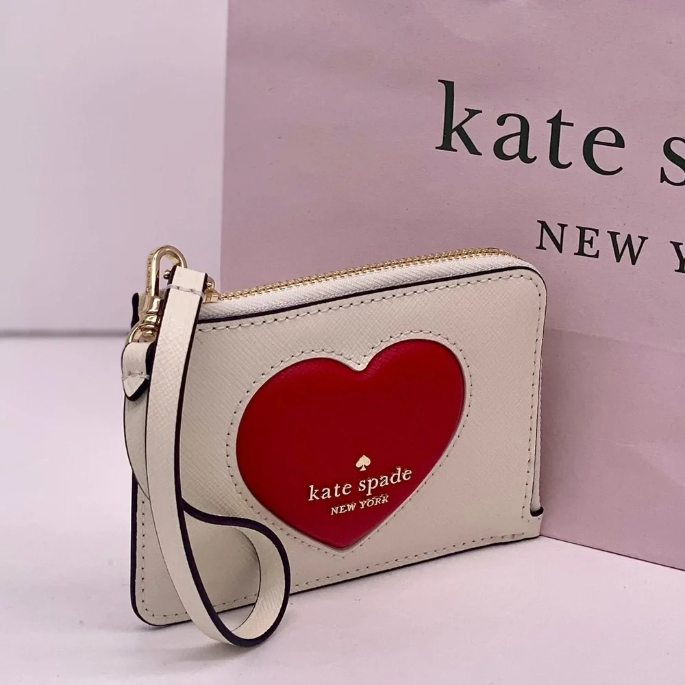 Kate Spade Madison Puffy Heart Small Card Holder Wristlet Wallet